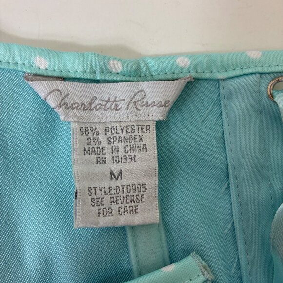 VTG Charlotte Russe Y2K Corset Top Baby Blue Polka Dot Trim Sz Medium - Picture 6 of 6